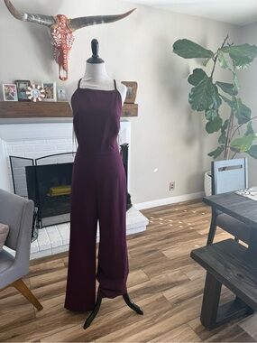 Elegant Women's Wide-Leg Jumpsuit in Deep Plum